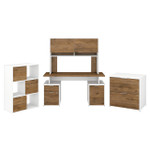  Bush Business Furniture Jamestown 60W Desk with Hutch Plus File Cabinets and 6 Cube Organizer 