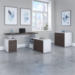  Bush Business Furniture Jamestown 60W L Shaped Desk with Drawers and Lateral File Cabinet 