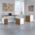  Bush Business Furniture Jamestown 60W L Shaped Desk with Drawers and Lateral File Cabinet 