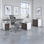  Bush Business Furniture Jamestown 72W L Shaped Desk with Lateral File Cabinet and High Back Office Chair 
