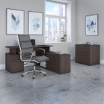  Bush Business Furniture Jamestown 60W L Shaped Desk with Lateral File Cabinet and High Back Office Chair 