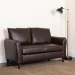  Flash Furniture Milton Park Plush Brown Leather Pillow Back Loveseat 