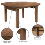  Flash Furniture Round Rustic Style Folding Farm Table 