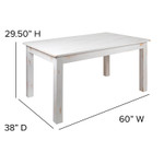  Flash Furniture 60" x 38" Rectangular Antique Rustic White Farm Dining Table 