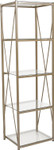  Flash Furniture Mar Vista 4 Shelf Cross Brace Glass Bookcase in Matte Gold 