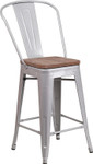  Flash Furniture 24" Metal Counter Stool with Wood Seat (Color Options!) 