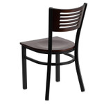  Flash Furniture Black Metal Restaurant Chair with Walnut Wood Slat Back and Seat 