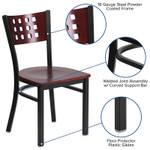  Flash Furniture Contemporary Mahogany Restaurant Chair with Black Metal Frame 