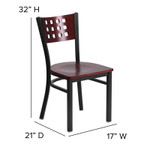  Flash Furniture Contemporary Mahogany Restaurant Chair with Black Metal Frame 