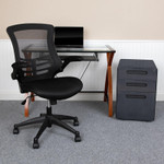  Flash Furniture Glass Computer Desk with Ergonomic Chair and Cabinet 