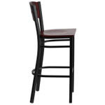  Flash Furniture Mahogany Bar Stool with Square Pattern Back and Metal Frame 