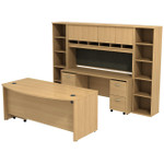  Bush Business Furniture Series C Bow Front Desk with Credenza, Hutch and Bookcases 