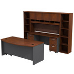  Bush Business Furniture Series C Bow Front Desk with Credenza, Hutch and Bookcases 