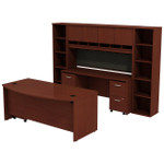  Bush Business Furniture Series C Bow Front Desk with Credenza, Hutch and Bookcases 