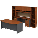  Bush Business Furniture Series C Bow Front Desk with Credenza, Hutch and Bookcases 