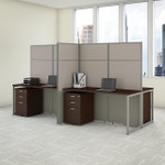  Bush Business Furniture Easy Office 4 Person Cubicle Desk with File Cabinets and 66H Panels 