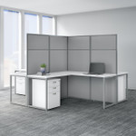  Bush Business Furniture Easy Office 4 Person L Shaped Cubicle Desk with Drawers and 66H Panels 