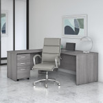  Bush Business Furniture Studio C L Shaped Desk with Mobile File Cabinet and High Back Office Chair 