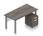  Offices To Go Superior Laminate 60" x 30" Writing Desk with Acrylic Modesty Panel and File Pedestal 