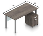  Offices To Go Superior Laminate 60" x 30" Writing Desk with Acrylic Modesty Panel and File Pedestal 