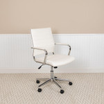  Flash Furniture Mid Back White Ribbed Office Chair 