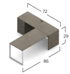 Global Total Office Global Zira Contemporary L-Shaped Office Desk 