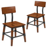  Flash Furniture Rustic Antique Walnut Industrial Wood Dining Chair (2 Pack!) 