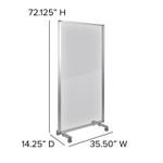  Flash Furniture 72"H x 36"L Transparent Acrylic Mobile Partition with Lockable Casters 