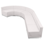  Flash Furniture Alon Series White LeatherSoft J-Shaped Lounge Seating Layout 