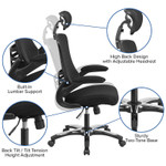  Flash Furniture High-Back Black Mesh Ergonomic Office Chair with Flip-Up Arms and Adjustable Headrest 