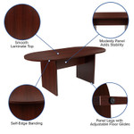  Flash Furniture 6' Mahogany Conference Room Table with 4 Black Chairs 