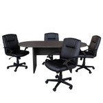 Flash Furniture 6' Rustic Gray Conference Room Table with 4 Black Chairs 