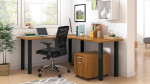  Offices To Go Superior Laminate L Shaped Desk Layout with Pedestal 