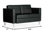 Global Total Office Global Citi Genuine Leather Two Seat Sofa 7876