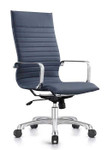 Woodstock Marketing Woodstock Janis Euro Style Nappa Blue Leather Ribbed Back Office Chair 