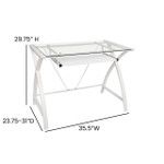  Flash Furniture Modern White Computer Desk with Glass Top 