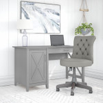 Bush Business Furniture Bush Furniture Key West 54W Computer Desk with Storage and Mid Back Tufted Office Chair in Cape Cod Gray 