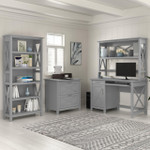 Bush Business Furniture Bush Furniture Key West 48W Small Computer Desk with Hutch, Bookcase and Lateral File Cabinet in Cape Cod Gray 