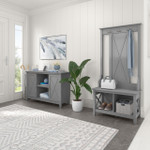 Bush Business Furniture Bush Furniture Key West Entryway Storage Set with Hall Tree, Shoe Bench and 2 Door Cabinet 