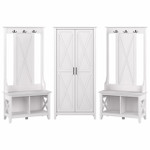 Bush Business Furniture Bush Furniture Key West Entryway Storage Set with Hall Tree, Shoe Bench and Tall Cabinet 