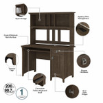 Bush Business Furniture Bush Furniture Salinas Small Computer Desk with Hutch in Ash Brown 