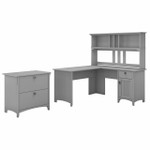 Bush Business Furniture Bush Furniture Salinas 60W L Shaped Desk with Hutch and Lateral File Cabinet 