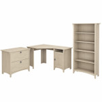 Bush Business Furniture Bush Furniture Salinas 55W Corner Desk with Lateral File Cabinet and 5 Shelf Bookcase 