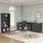 Bush Business Furniture Bush Furniture Salinas 55W Corner Desk with Lateral File Cabinet and 5 Shelf Bookcase 