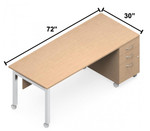 Global Total Office Global Edventure 72"W x 30"D Mobile Teacher Desk with Right  Hand Storage ET7230BBFRC 