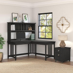 Bush Business Furniture Bush Furniture Salinas 60W L Shaped Writing Desk with Hutch and Mobile File Cabinet 