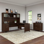 Bush Business Furniture Bush Furniture Somerset 72W 3 Position Sit to Stand L Shaped Desk with Hutch and File Cabinet 