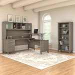 Bush Business Furniture Bush Furniture Somerset 72W 3 Position Sit to Stand L Shaped Desk with Hutch and Bookcase 