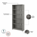 Bush Business Furniture Bush Furniture Cabot Tall 5 Shelf Bookcase in Modern Gray 