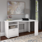 Bush Business Furniture Bush Furniture Cabot 60W Corner Desk with Storage in White 